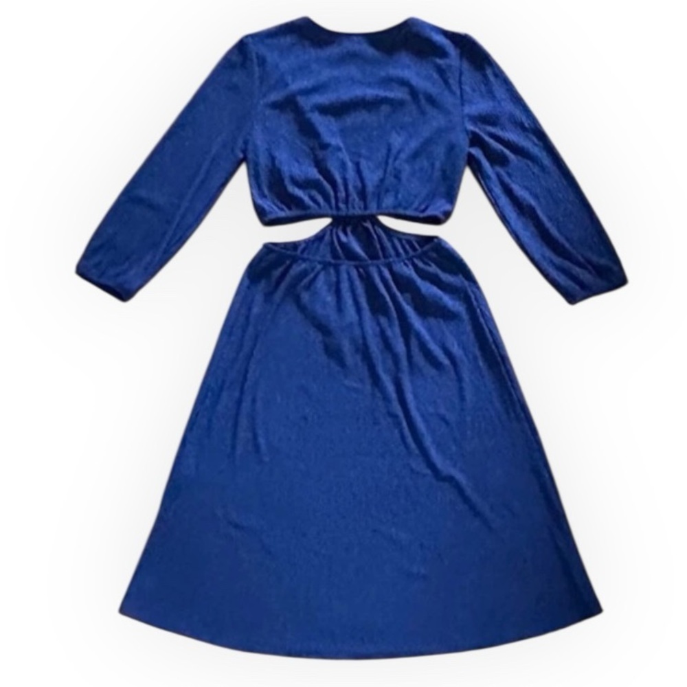 MONTEAU  LOS ANGELES V Neck Keyhole Cut Out Dress in Royal Blur Medium NWT - Picture 2 of 3